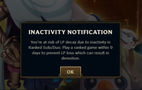 inactivity notification